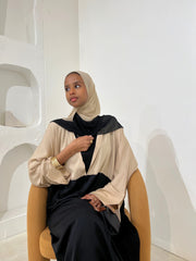 Cream Two-Tone Abaya