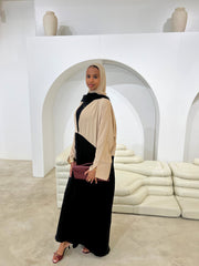 Cream Two-Tone Abaya