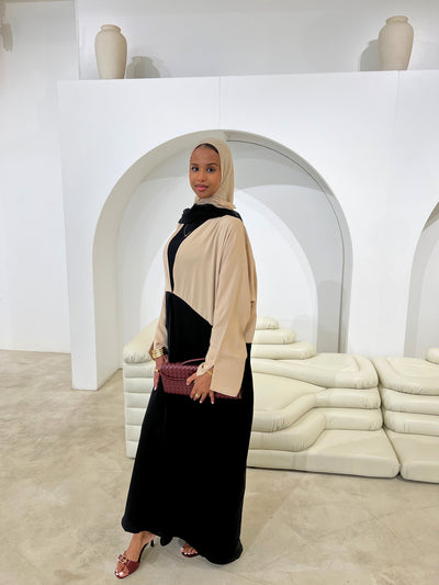 Cream Two-Tone Abaya