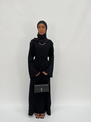 Zara Ribbed Abaya - Black