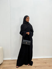 Zara Ribbed Abaya - Black